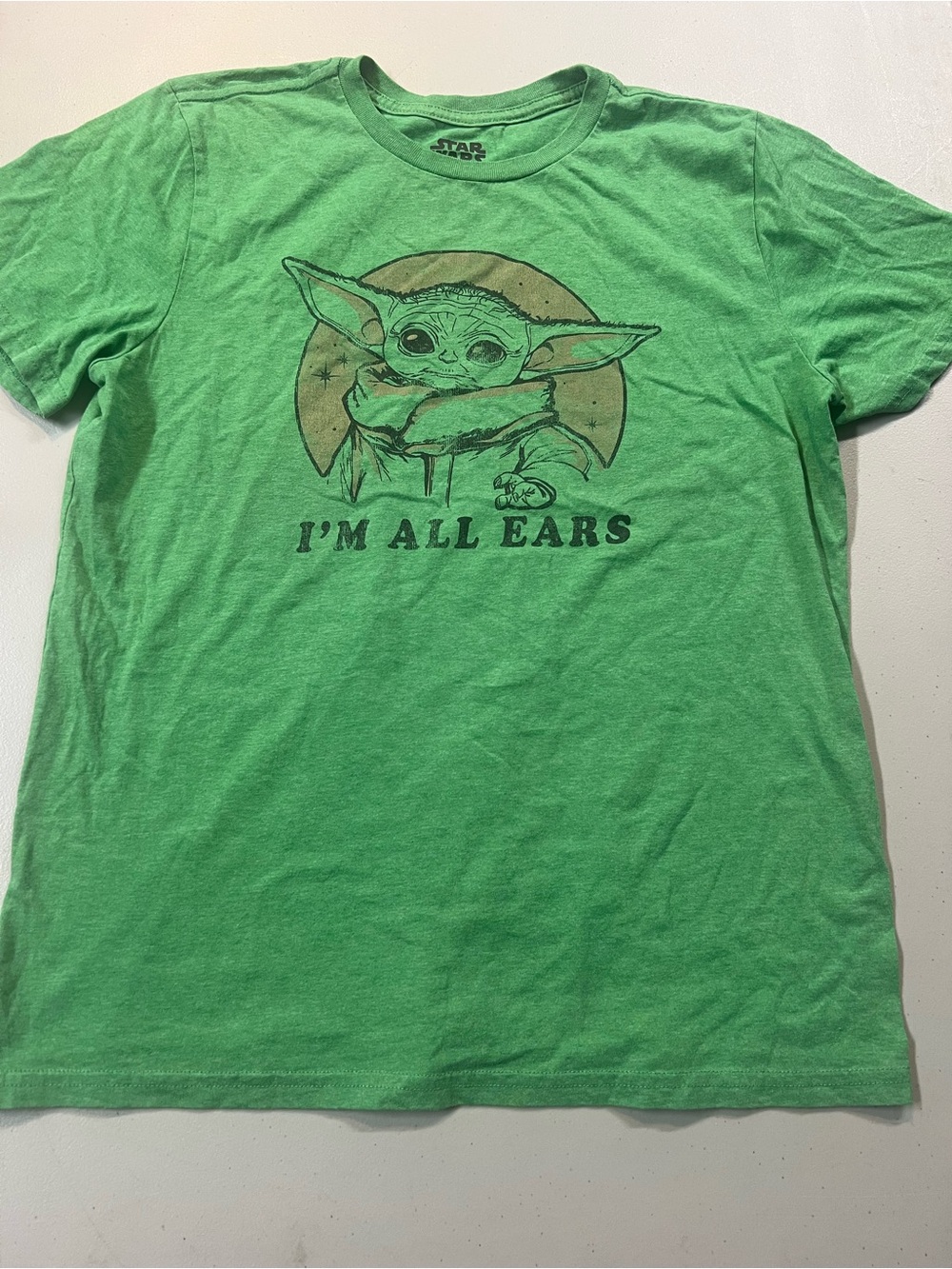 Star Wars Grogu Baby Yoda I’m All Ears Green Graphic T-Shirt Size L